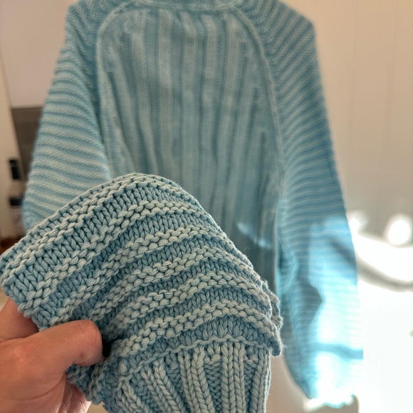 Free People Light Blue Cowl Neck Sweater - Picture 3 of 4